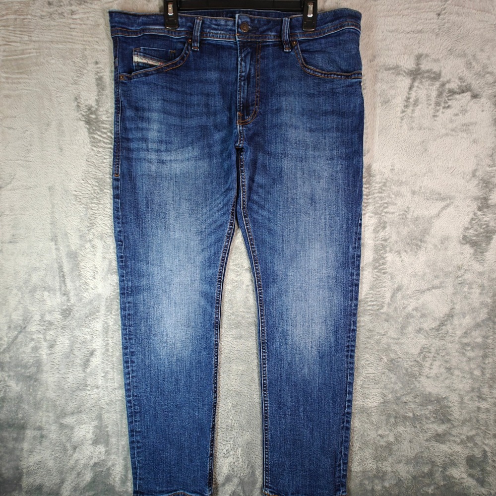 Diesel Thommer-R Jeans Mens 36x30 fits 37x30 Blue Slim Fit Medium Wash Whiskers